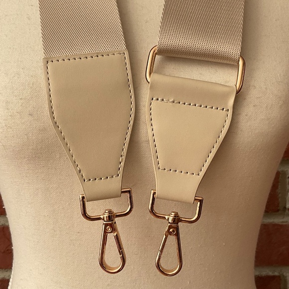 NEW Cream Canvas Faux Leather Wide Replacement Crossbody Adjustable Strap NWOT - Picture 2 of 11